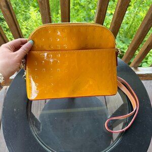 Authentic ARCADIA Patent Leather Clutch/Crossbody Bag - Mustard Yellow
